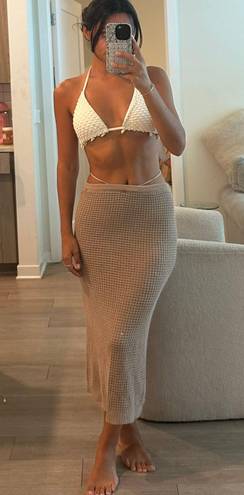 Crochet Cover Up Skirt Tan