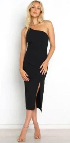 Petal and Pup  Xiomar Black One Shoulder Midi Dress 8