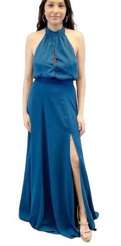 Yumi Kim NEW  Womens M High Demand Maxi Dress Ink Blue Halter Top Gown