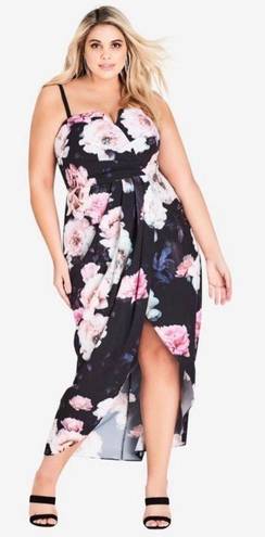 City Chic Floral Drape Black Maxi Dress 20