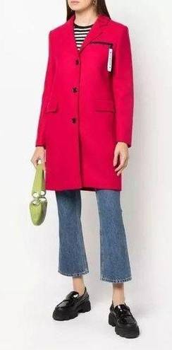 Love moschino  Elegant Red Wool Blend Coat with Logo Detail Sz IT 44 / US L NEW