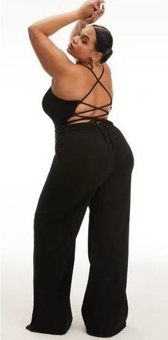 Good American NWT  Vacay Palazzo Strappy Open Back Jumpsuit Black 6/3XL