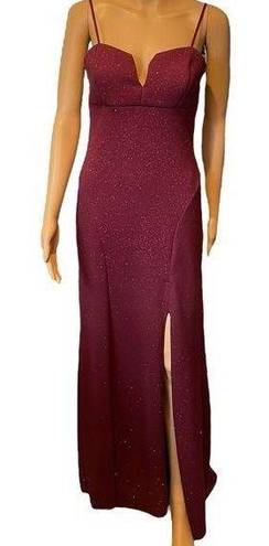 Emerald Sundae  Burgandy Sparkly Glitz Glam Luxury Formal Prom Dance Maxi Dress