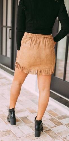 Fringe Skirt Tan