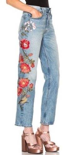 GRLFRND  Denim Helena High-Rise Straight Jeans in Hall & Oats Size 26 Embroidered