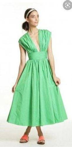 Tracy Reese New  Kelly Shirred Frock Lime Dress Pleated Overlay Taffeta