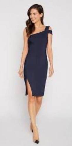 Likely  packard one shoulder dress size 2 Navy Blue SHEATH knee Length