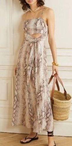 Zimmermann 💕💕 Bellitude Cutout Snake-Print Linen Midi Dress US 6 NWT