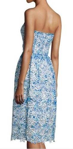 Parker  Azalea Strapless Sweetheart-Neck Lace Dress, Glacius Brocatto eyelet midi