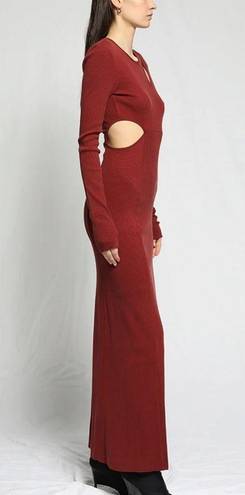 The Range  NYC x Intermix mass ribbed carved maxi dress NWT berry