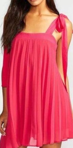 Free People  X Backstage Andrey Dress Pink Pleated Mini Tie Double Layer Size XS