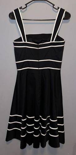 White House | Black Market  Black Fit & Flare Dress Contrast Trim Tiered Size 4 E28