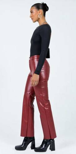 Princess Polly Macey Burgundy Faux Leather Pants 2