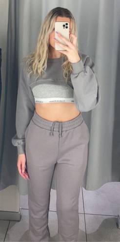 H&M Gray/purple Cropped Sweat Suit