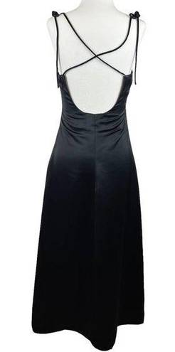 Jason Wu NWOT  Ruched Midi Black Satin Slip Dress