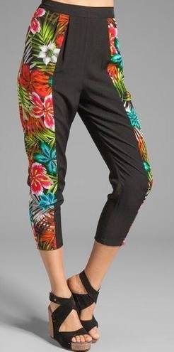 Line and Dot NWT  Rainbow Tropical Silk Pants Cropped Size Small S NEW