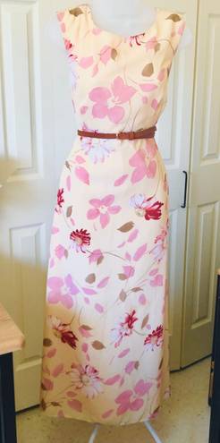 Maggy London Vintage  Sleeveless Maxi Colorful Floral Dress (Size 10)