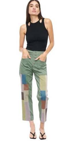 Pistola NWT  Denim Tammy High Rise Trouser In Colonel Rainbow Embroidered