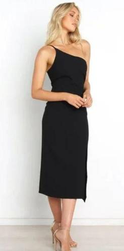 Petal and Pup  Xiomar Black One Shoulder Midi Dress 8