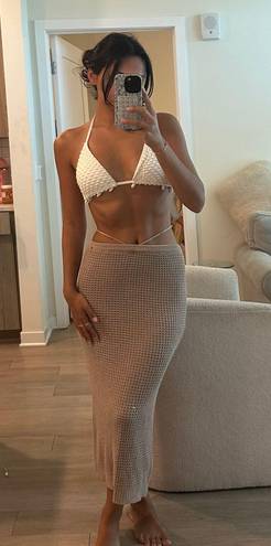 Crochet Cover Up Skirt Tan