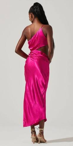 ASTR  the Label Marissa Satin Halter Cut Out Midi Dress - Pink S