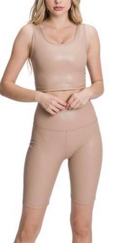 Kimberly Women’s Tan Sexy Biker Short Set (S)