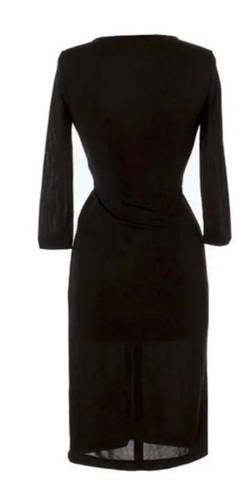 London Times  Black LBD Ruched Sheath Plunge V-Neck Slinky Dress Size 6 Medium