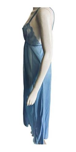 Frederick's of Hollywood 80’s Sky Blue Frederick’s of Hollywood Lace Lingerie Slip Maxi Dress  Sz Small