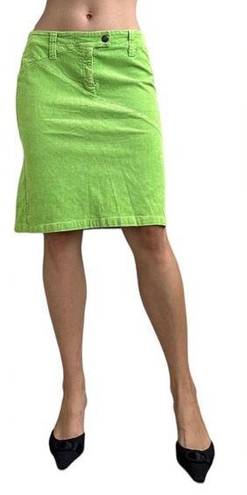 United Colors Of Benetton Vintage Y2K  Neon Lime Green Corduroy Pencil Skirt sz L