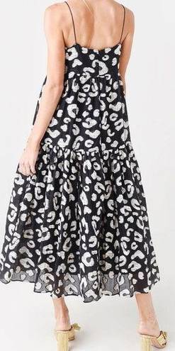 Hunter Bell Camden Tiered Maxi Dress Onyx Cheetah Jacquard Print NWT Sz Medium