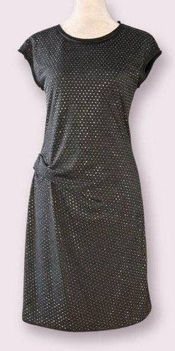 Rebecca Taylor  Nailhead Sheath Silver Studded Knit Dress Ruched Gray S