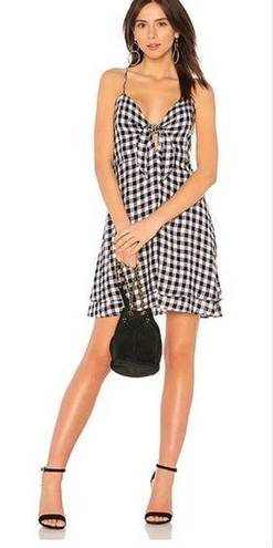 Rails  Black & White Gingham Plaid Front Tie Cutout Sleeveless Mini Dress Small