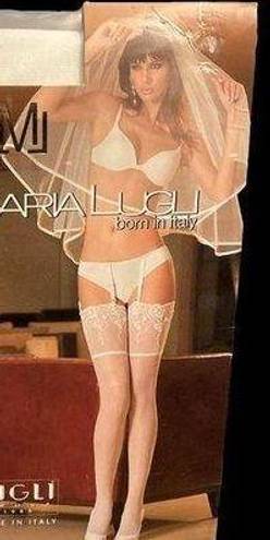 Luisa Maria Lugli N630 White Thigh High Wedding Stockings XS Made In Italy