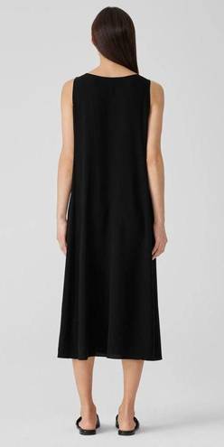 Eileen Fisher  100% Silk Scoop Neck Tank Midi Dress Large Black Lagenlook