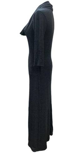 James Perse Standard  Dark Gray Maxi Dress Cowl Neck 3/4 Sleeves Supima Modal 2