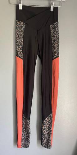 Beach Riot  Sport Tori Leopard Colorblock High Rise Leggings Women’s Size XS