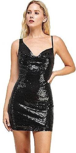 The Vintage Shop  Black Sequin Open Back Mini Dress Size Small