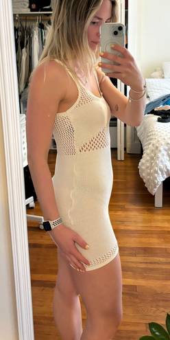 ZARA White Knit Crochet Mini Dress