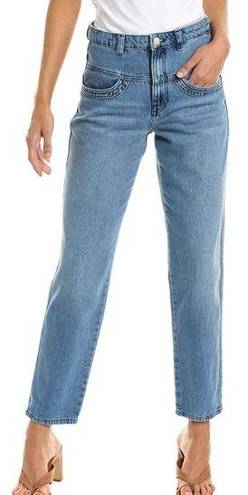 Ba&sh  Sophia High Rise Mom Relaxed V-Shaped Yoke Straight Leg Jeans Light Wash