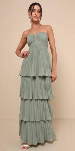 Lulus sage green tiered maxi dress