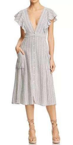 Lost + Wander  Kika Striped Button-Up Midi Dress - Grey - XL