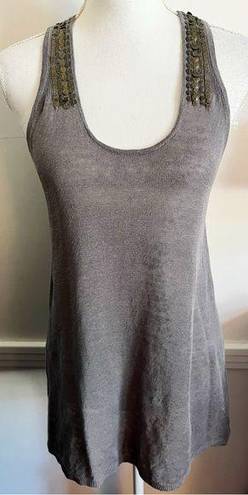 Krass&co  Op Barneys New York • Grey Linen Beaded Tank Top