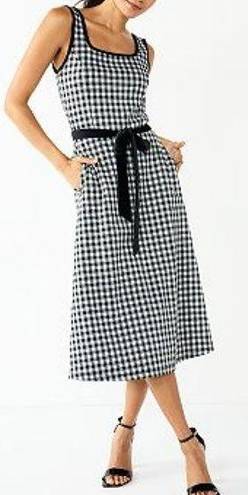 Draper James NWT  Sleeveless Knot-Waist Midi Dress Black & White Gingham Size XXL