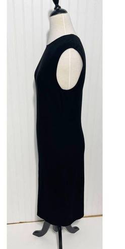 Vince  Ribbed Knit Fitted Pencil Midi Dress Sleeveless Scoop Neck Black Large