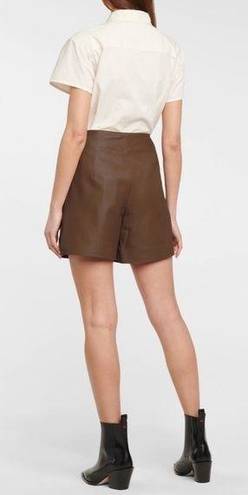 Vince  Brown Leather High Waist Shorts