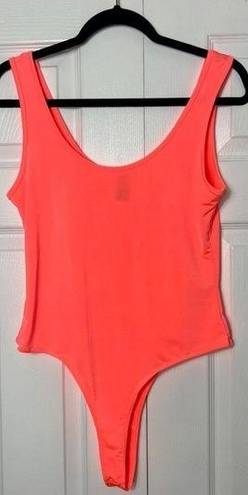 One Piece Votique Neon Orange Scoop Neck Slinky Stretch Bodysuit  Size Large