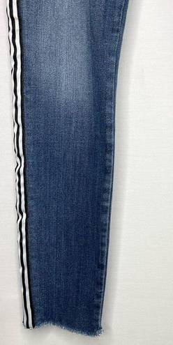 AQUA  Track Stripe Frayed Mid-rise Skinny Jeans - 26