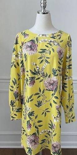 Loft  Yellow Floral Long Sleeve Shift Dress 4