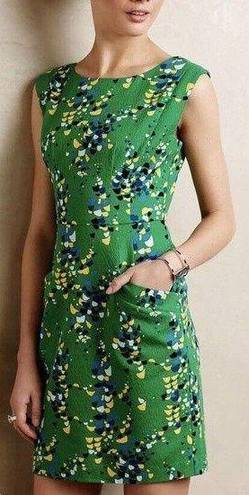 Tracy Reese Plenty  Sleeveless Sheath Dress Green Size 8 Confetti A Line Cotton