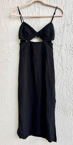 Vix Paula Hermanny NWT  Solid Francis A-Line Midi Dress Black Women's Size 34 / 0